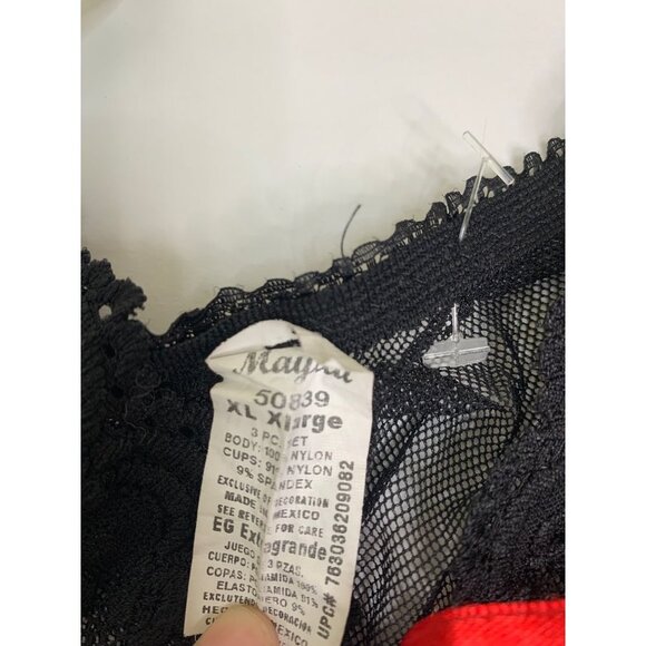 Black Lace Open Front Mesh Lingerie Top Size Extra Large - Picture 8 of 8